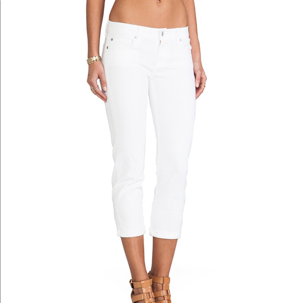 7 For All Mankind Skinny Crop & Roll: Clean White 27